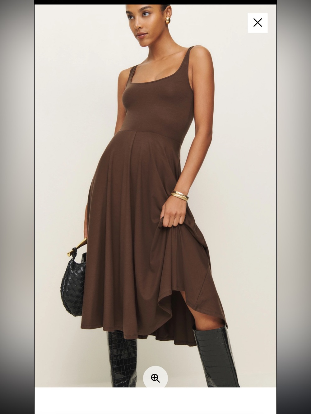 Reformation Brown Sleeveless Midi Dress